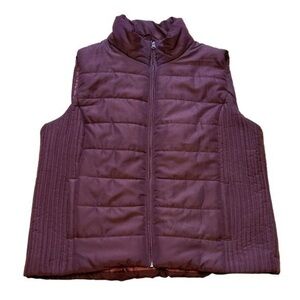 NEW YORK & COMPANY BURGUNDY PUFFER VEST JACKET, SIZE XL
